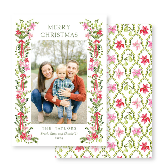 Holiday Poinsettia Christmas Card Photo
