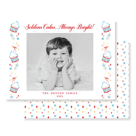 Blue & Red Nutcracker (Horizontal) Christmas Card Photo