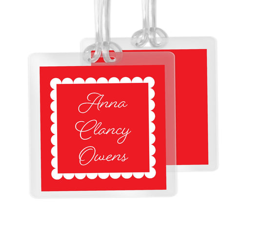 Red Scalloped Bag Tag