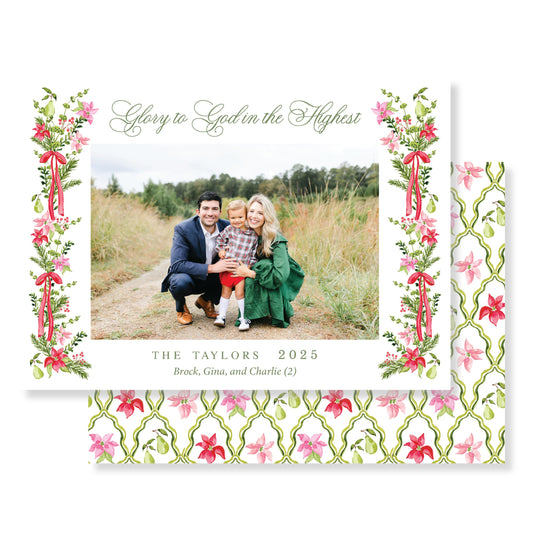 Holiday Poinsettia(Horizontal) Christmas Card Photo