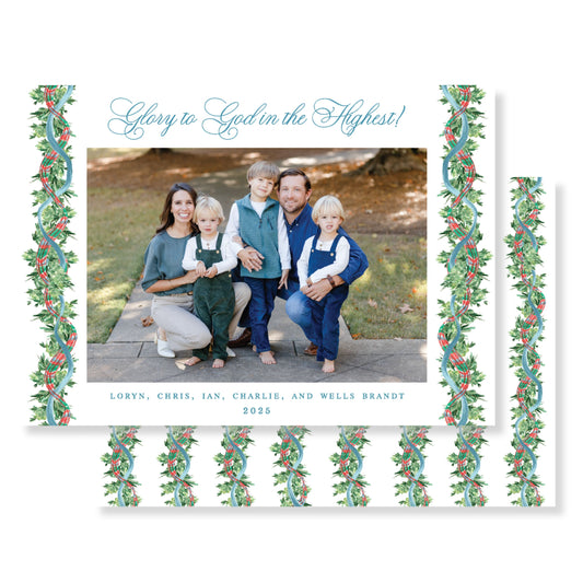 Christmas Chinoisserie Garland Horizontal Christmas Card Photo
