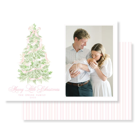 Baby Pink Christmas Tree Christmas Card Photo