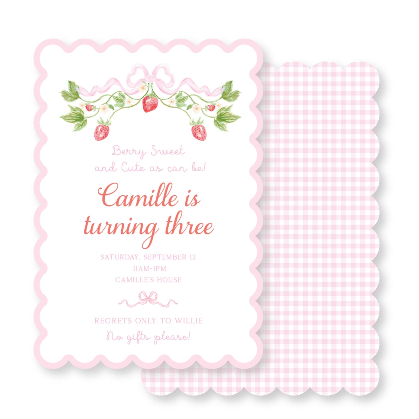 Strawberry Scalloped Invitation