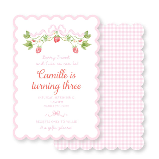 Strawberry Scalloped Invitation