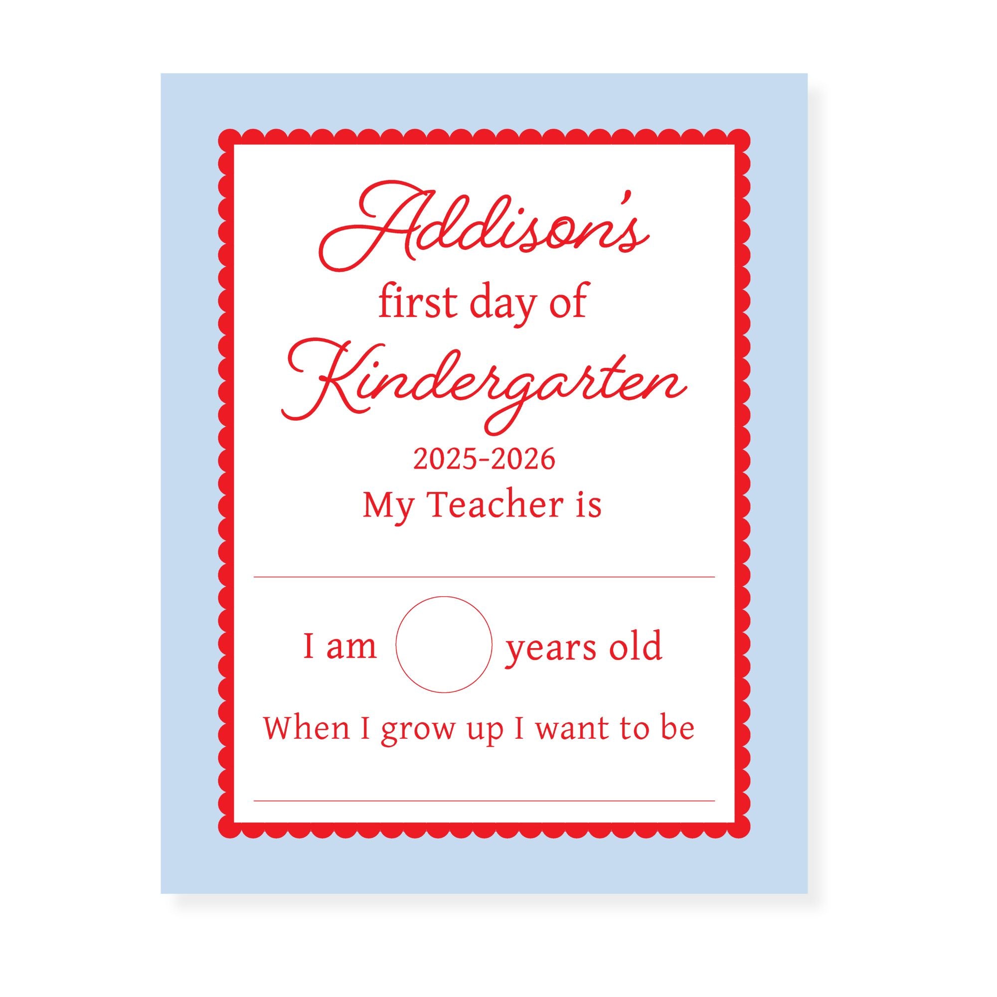 Fill in Blank Red and Blue Scalloped Sign – CreativelyKaty