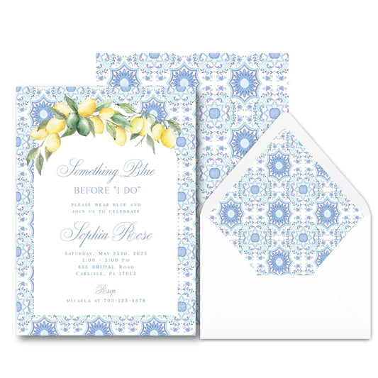 Mediterranean Chinoiserie Bridal Invitation