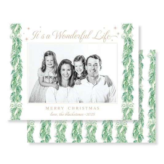 Comfort and Joy Garland Horizontal Christmas Card Photo