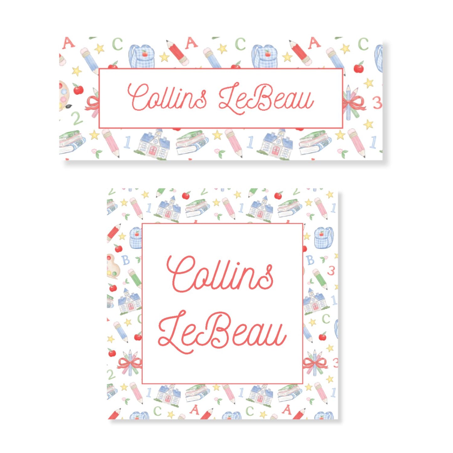 School Pattern Name Label Stickers