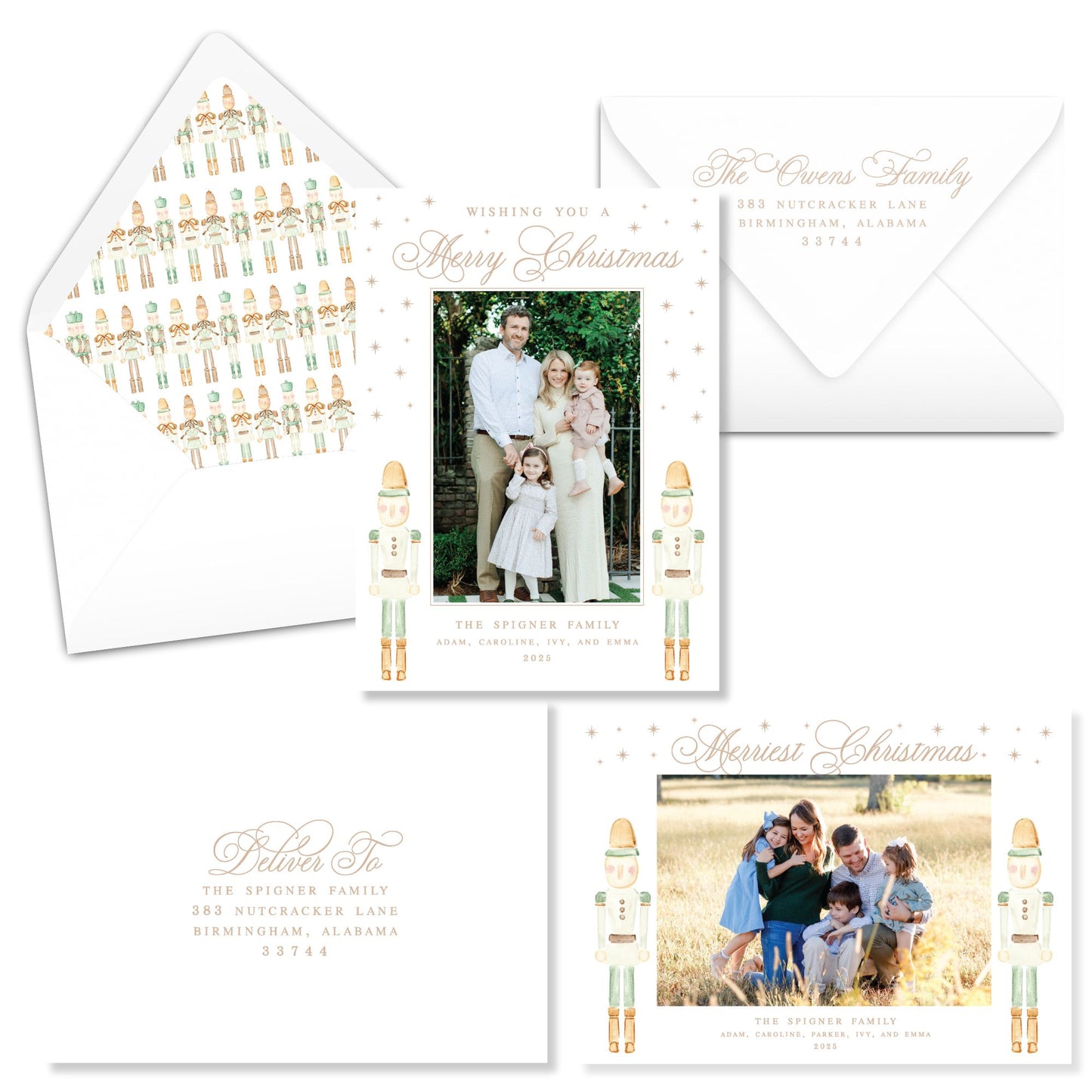 Eucalyptus Green Nutcracker(Horizontal) Christmas Card Photo