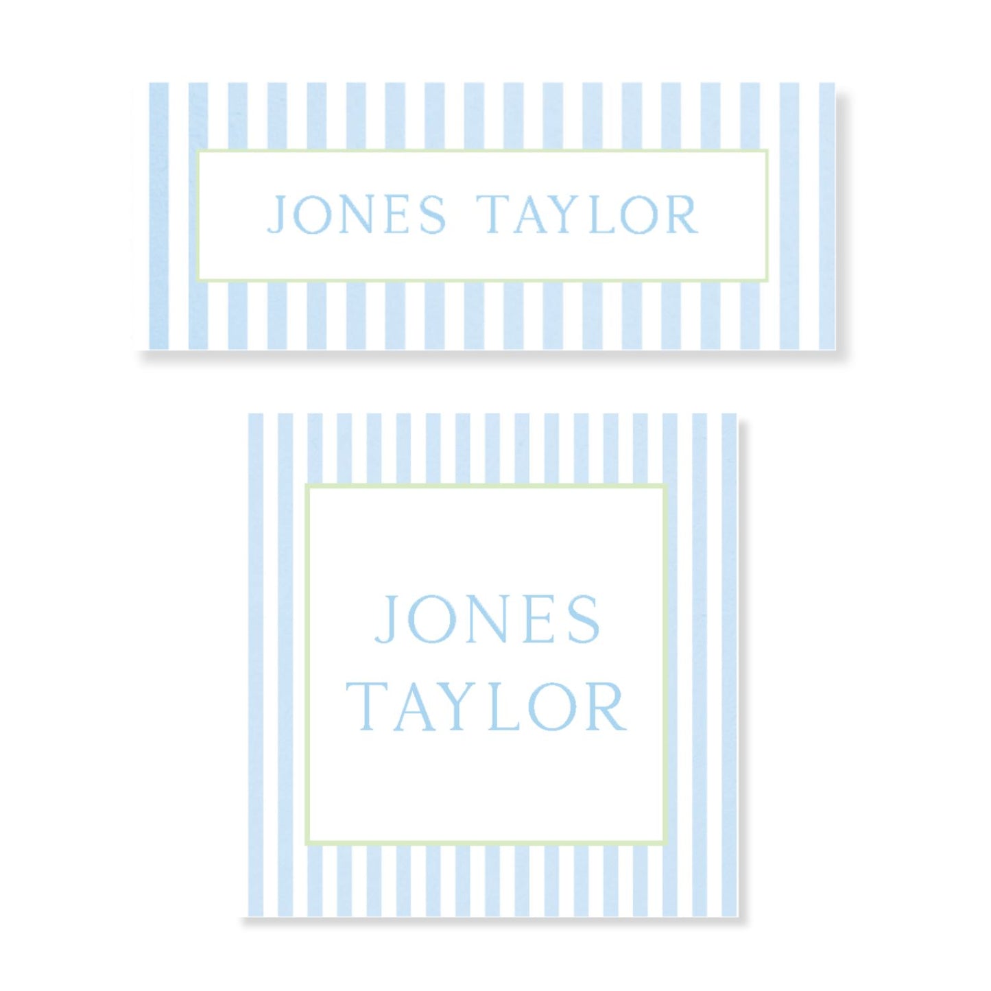 Blue and Green Stripe Pastel Ditsy Water Resistant Name Label Stickers