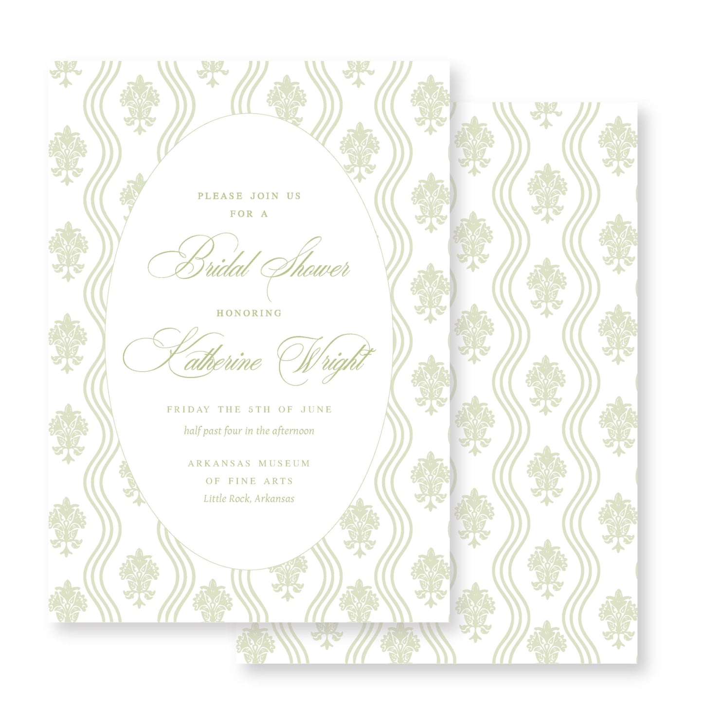 Sage Oval Bridal Invitation