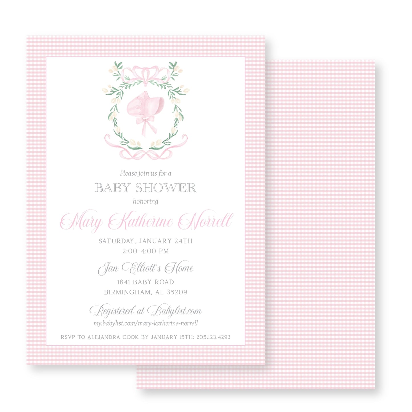 Bonnet Baby Shower Invitation