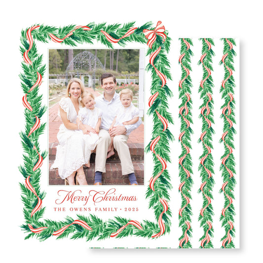 Peppermint Garland Christmas Card Photo