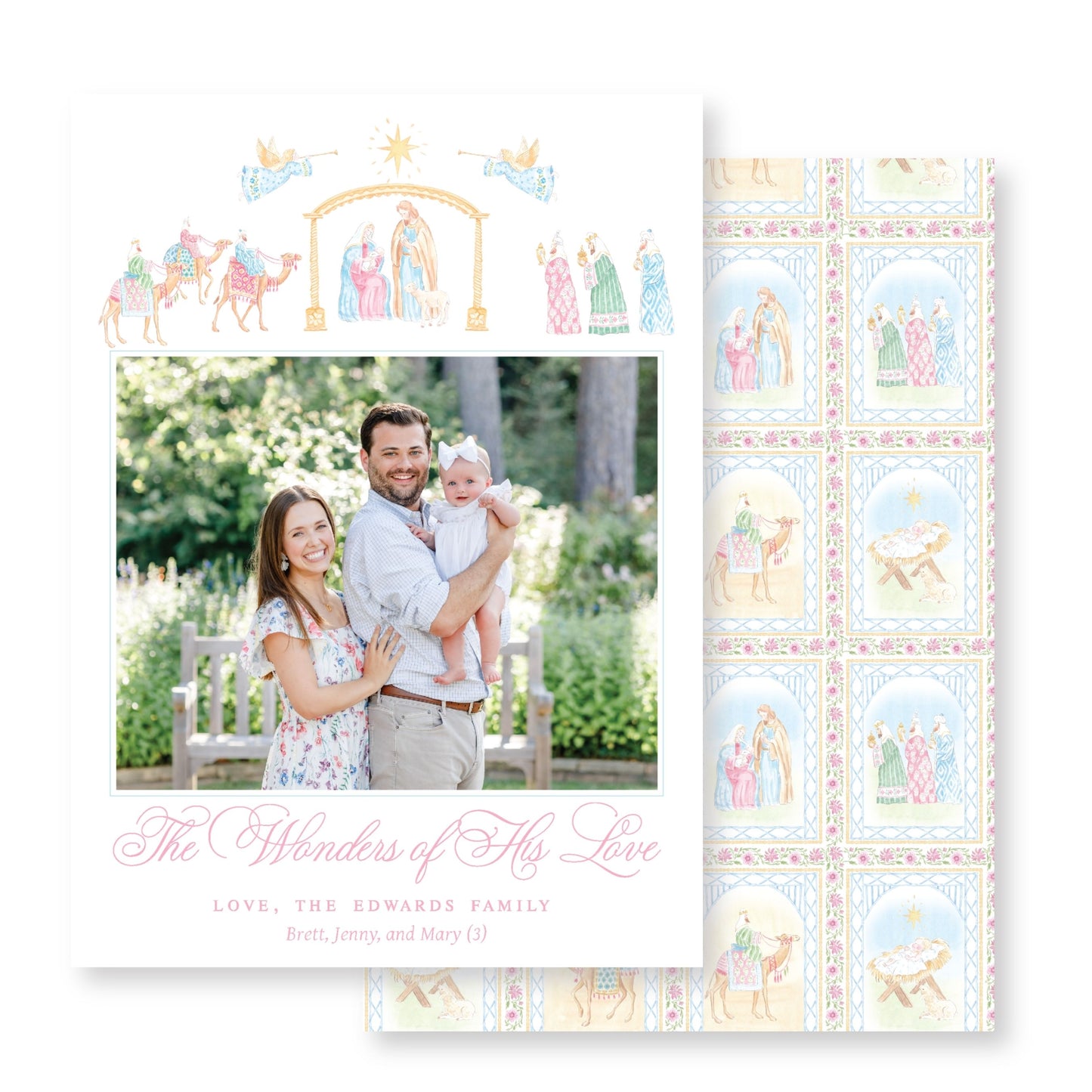 Pastel Nativity Christmas Card Photo