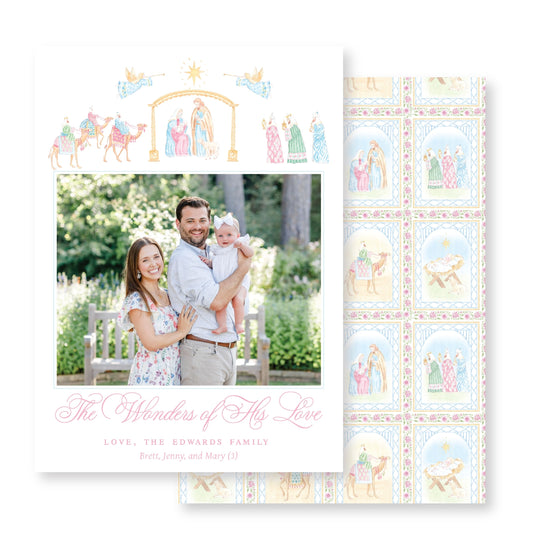 Pastel Nativity Christmas Card Photo