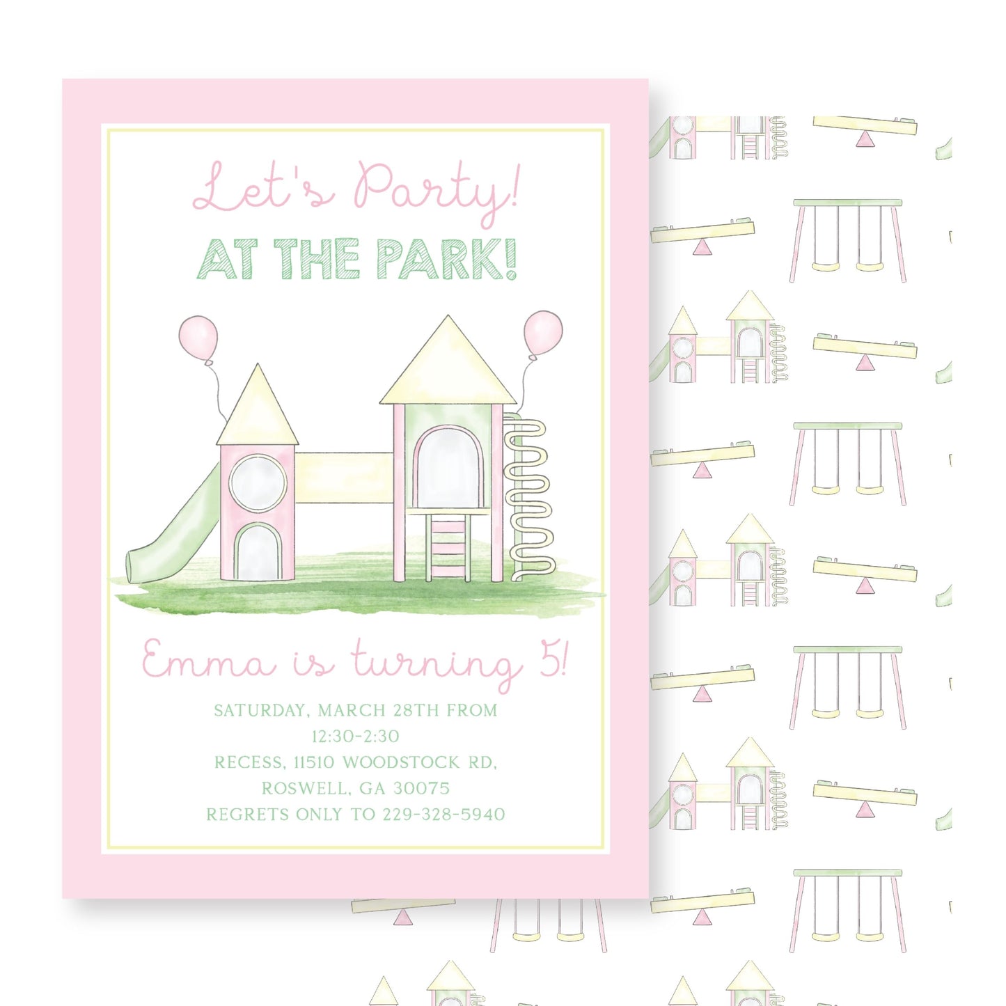 Pink Playground/Park Invitation
