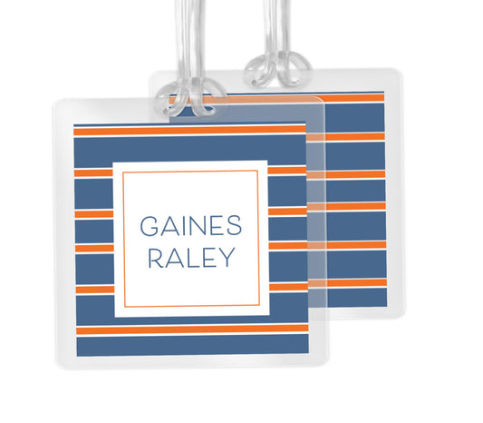 Blue and Orange Striped Bag Tag