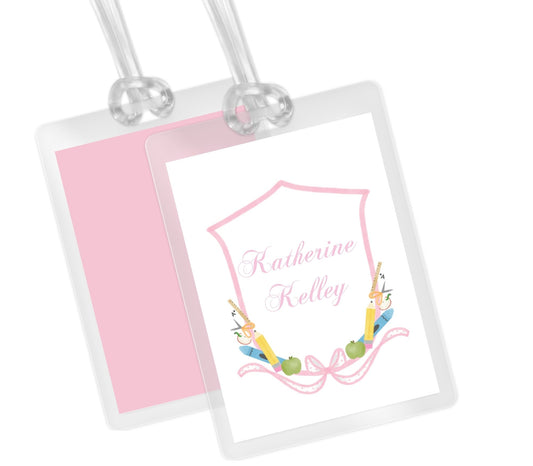 Pink School Crest Bag Tag