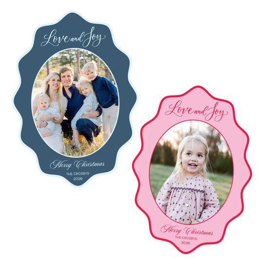 Love and Joy Wavy Oval Christmas Card