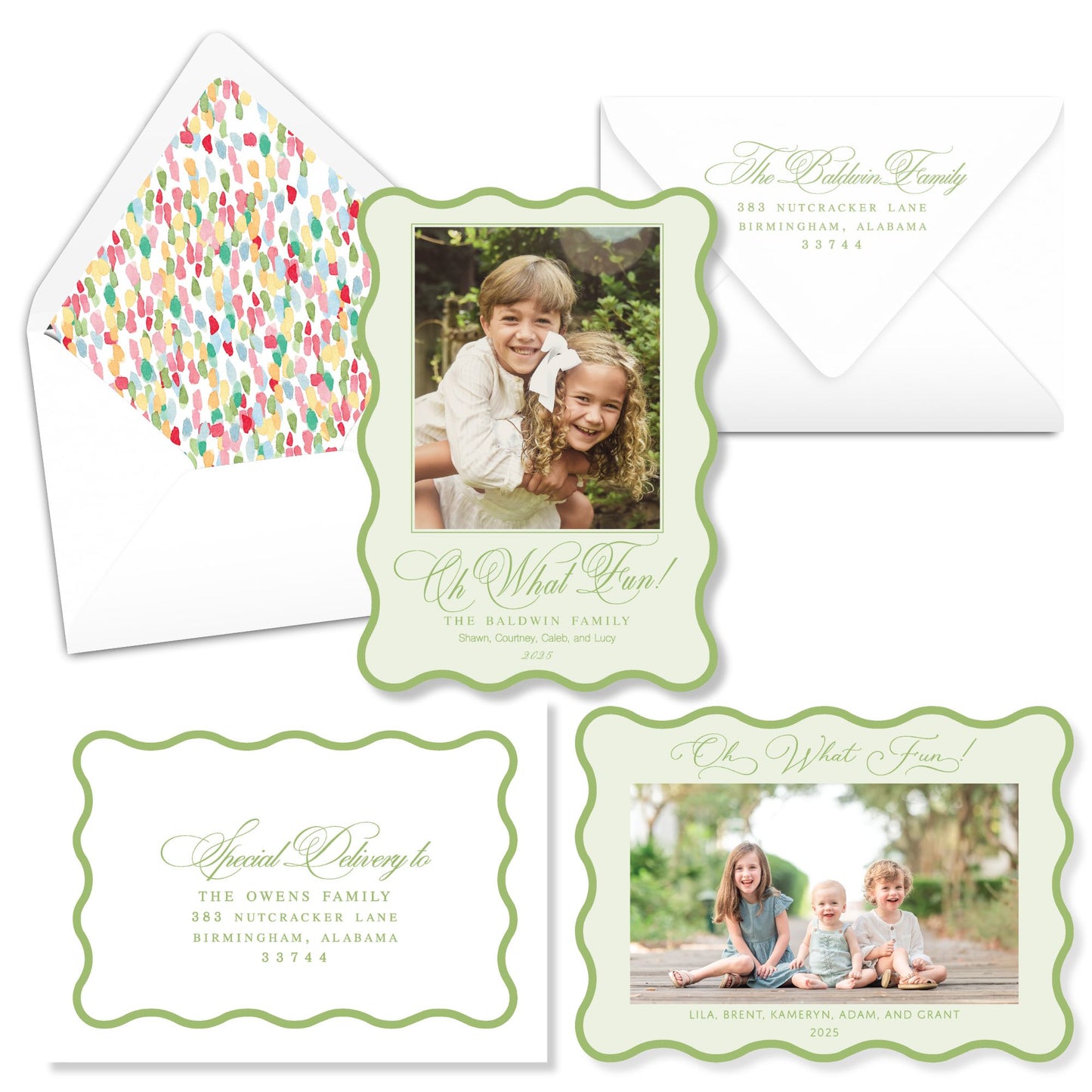 Oh What Fun Confetti Christmas Card Horizontal