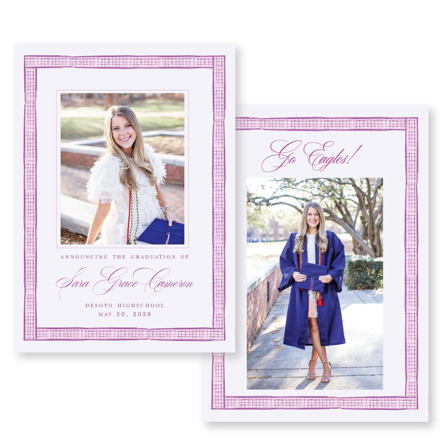 Preppy Purple Frame Graduation Announcement