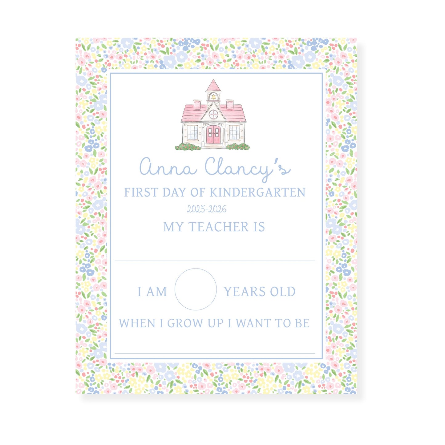 Fill in Blank School House Pink Sign