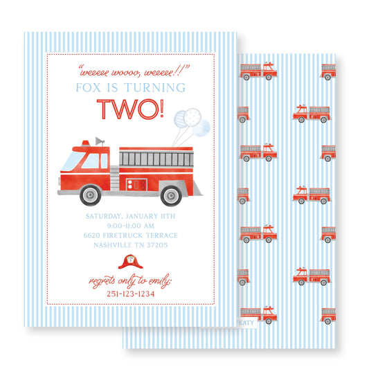 Fire Truck Invitation
