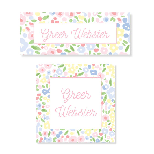 Pastel Ditsy Water Resistant Name Label Stickers