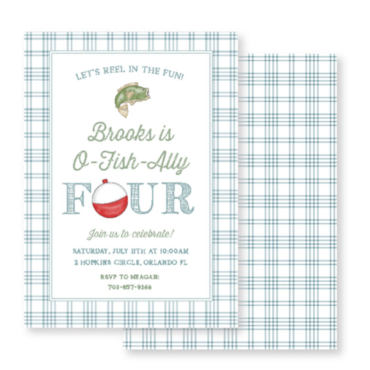Classic Plaid Fishing Birthday Invite