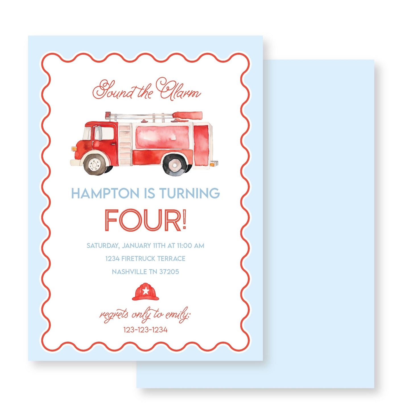 Fire Truck Crest Invitation