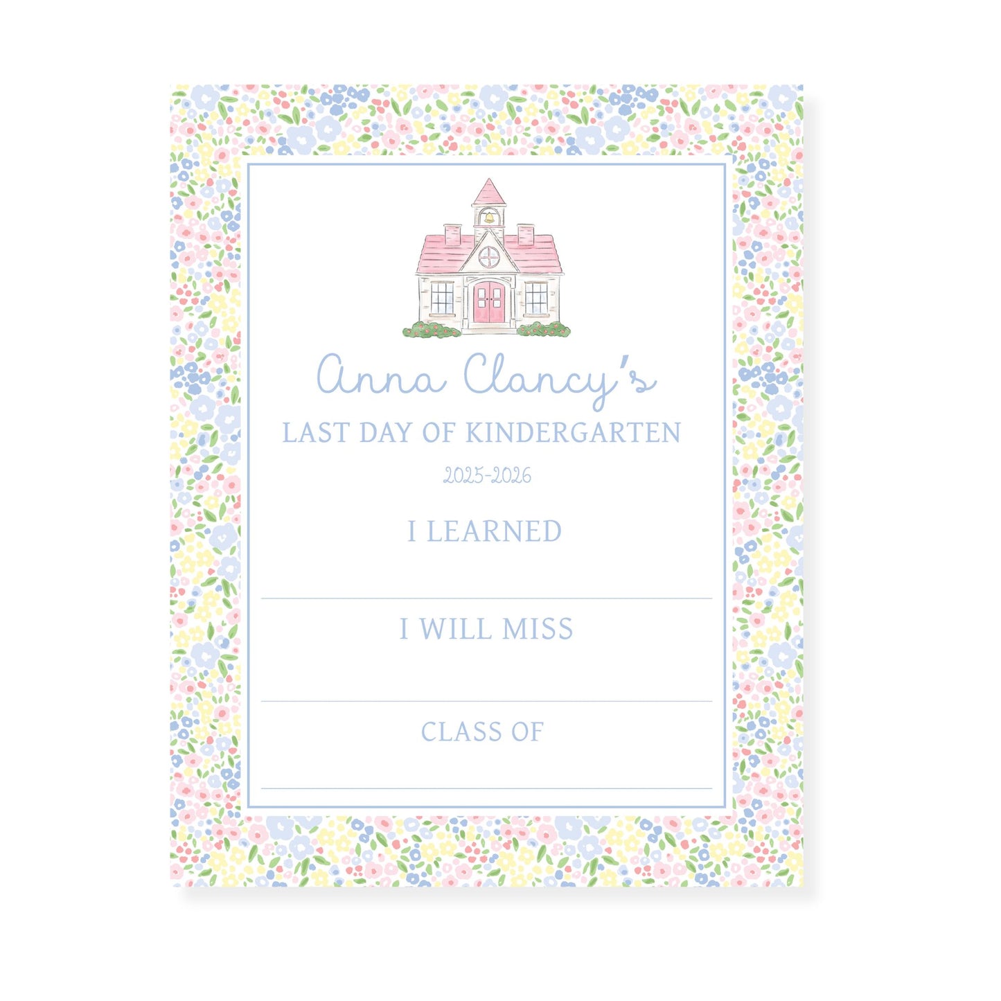 Fill in Blank School House Pink Sign
