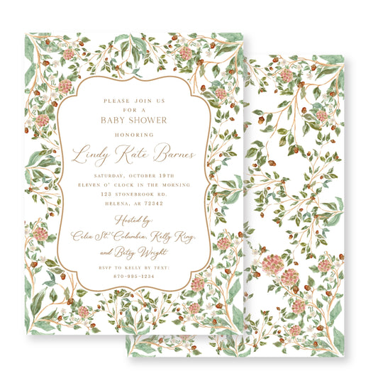 Pine Chinoisserie Baby Invite