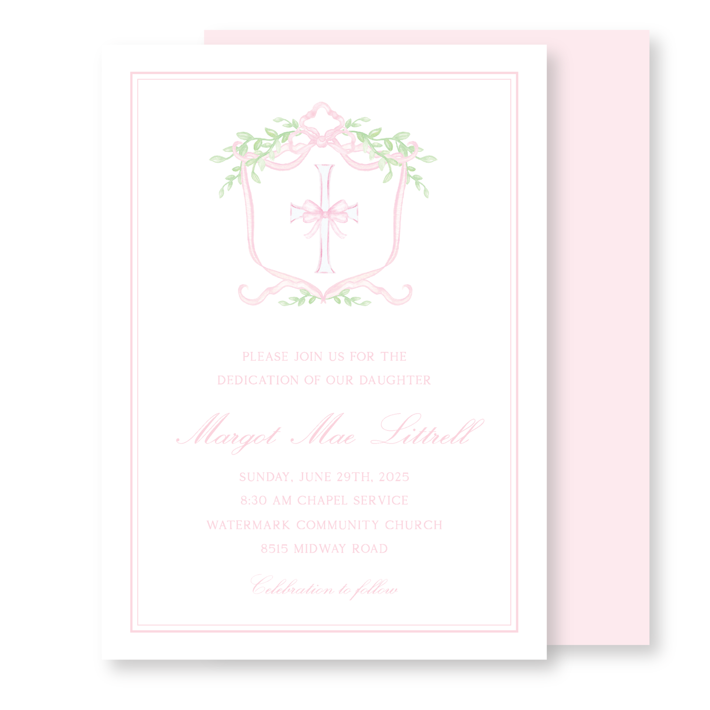 Pink Cross Bow Dedication