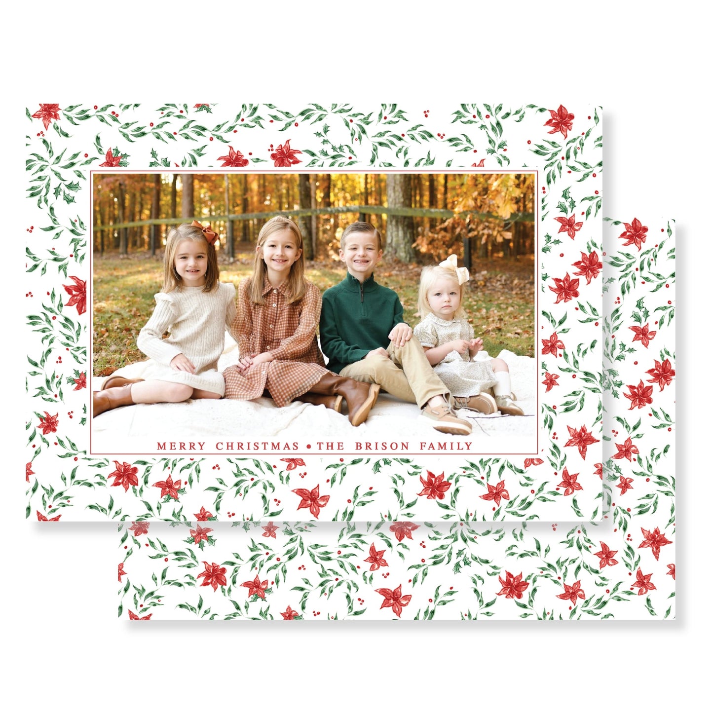 Yuletide Chintz Christmas Card Photo (horizontal)