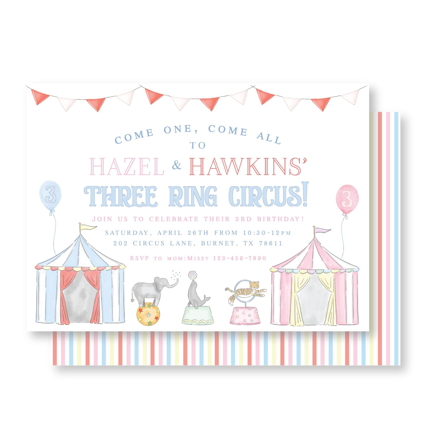 Three Ring Circus Invitation