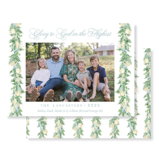 Eucalyptus Blue Christmas Garland Photo Card