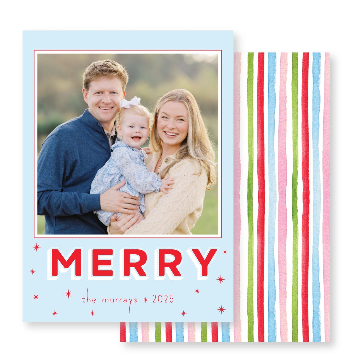 Colorful Merry Striped Christmas Card