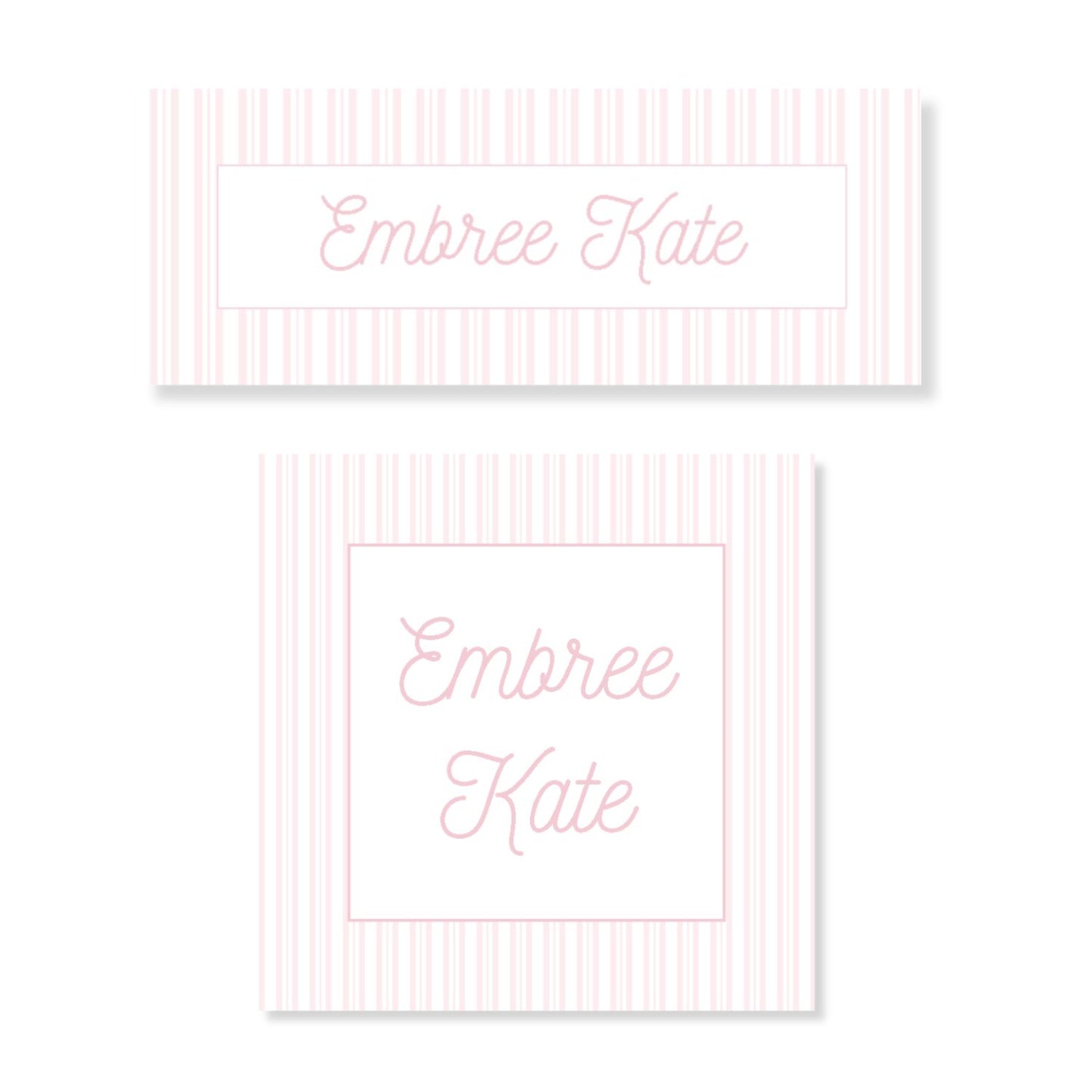 Pink Stripe Water Resistant Name Label Stickers