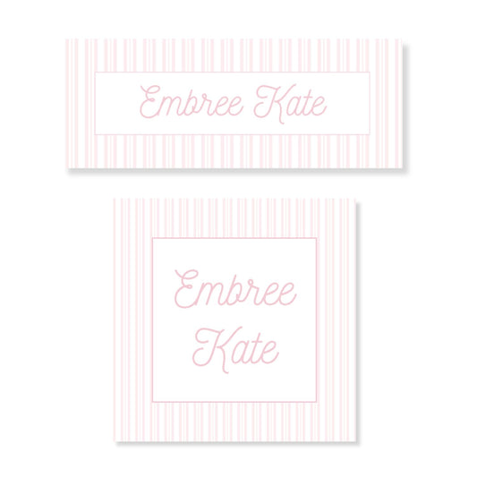 Pink Stripe Water Resistant Name Label Stickers