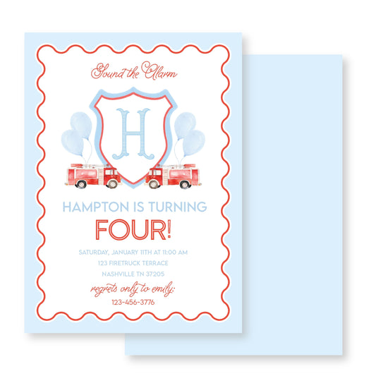 Fire Truck Crest Invitation