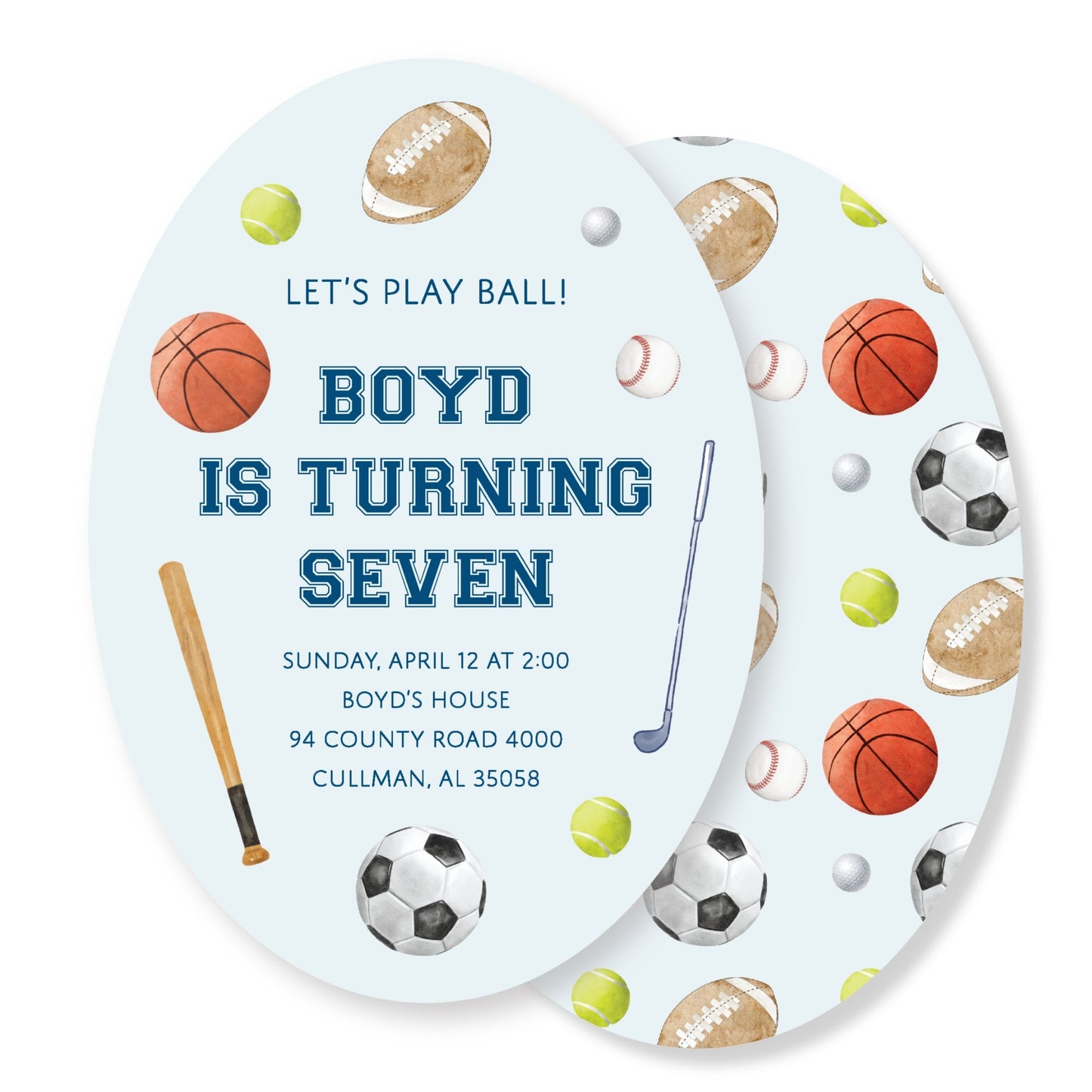 Sports Invitation Oval
