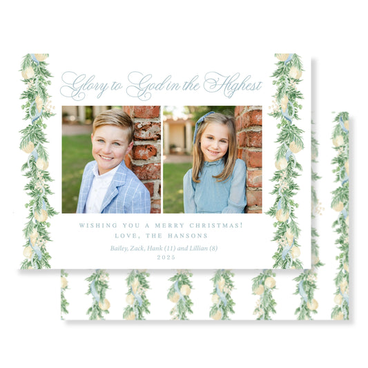 Eucalyptus Blue Garland  2 photo Card