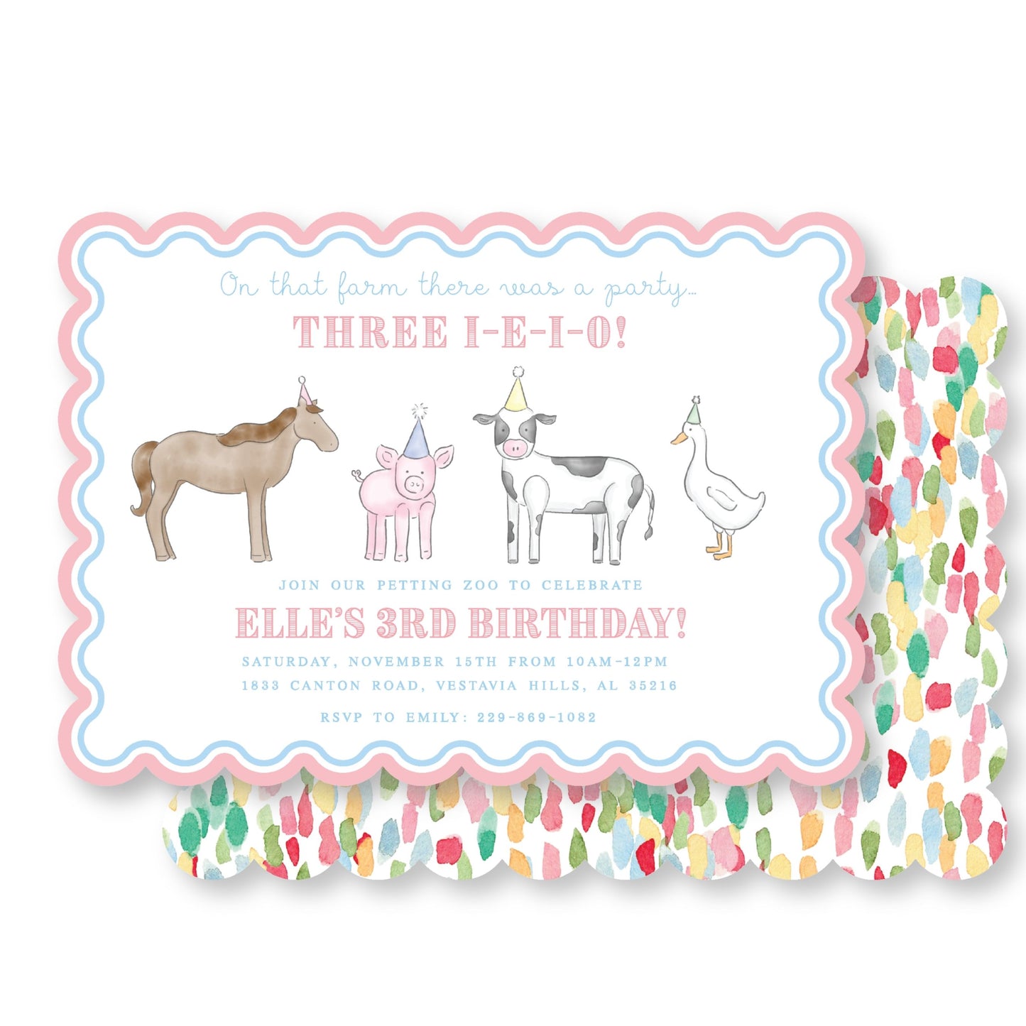 Farm Petting Zoo Invitation-Scalloped