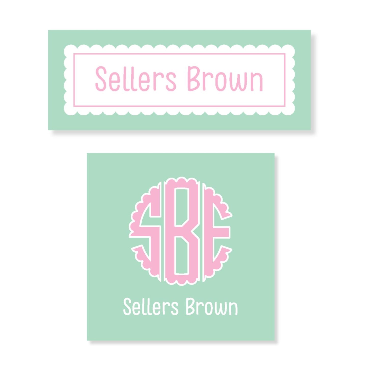 Mint and Pink Water Resistant Name Label Stickers