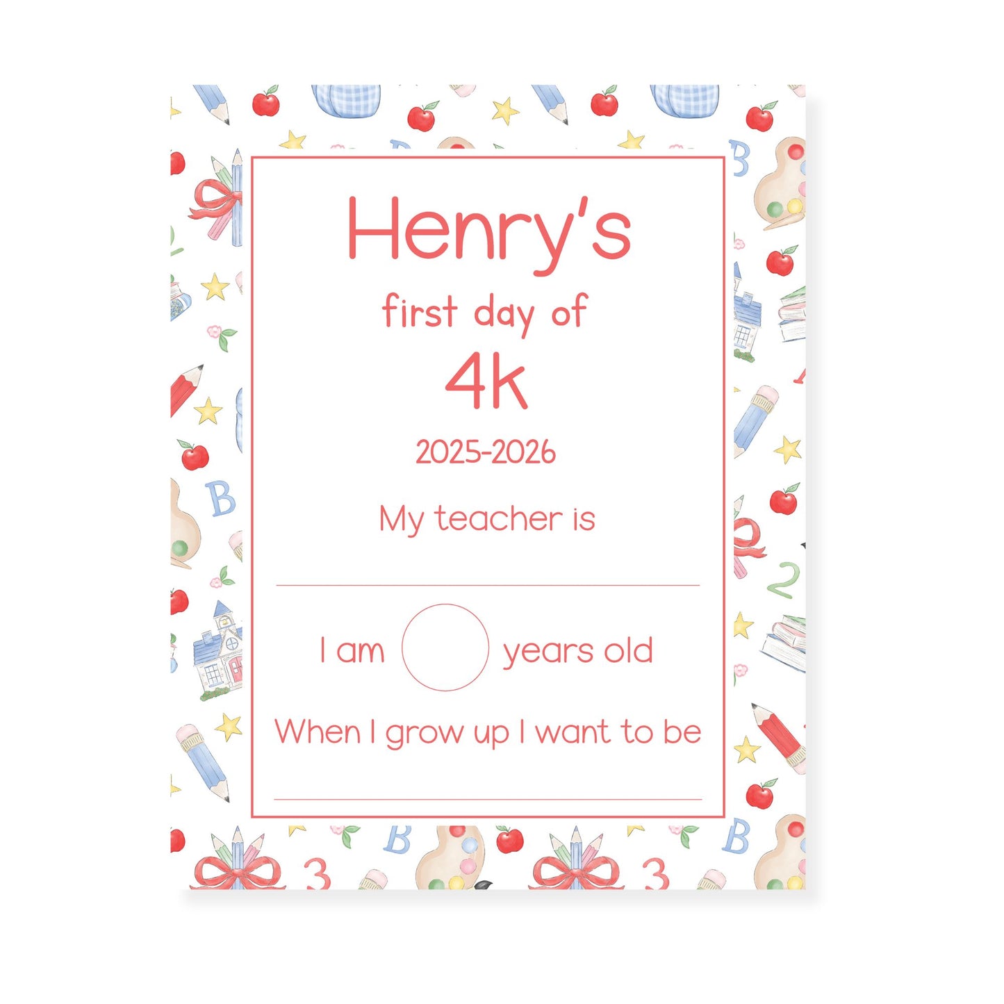 Fill in Blank School Pattern Sign