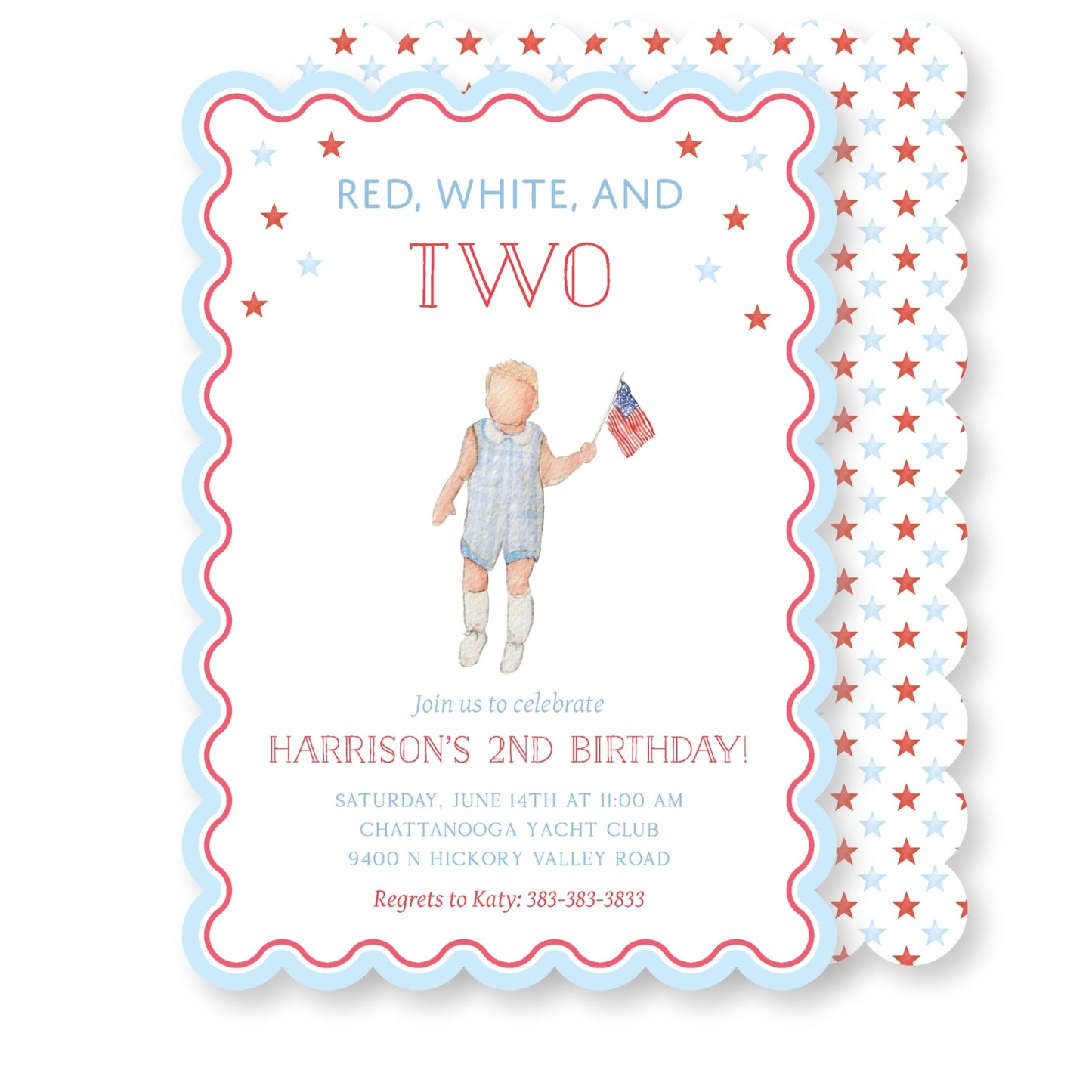 Red, White, and Two Invite Boy