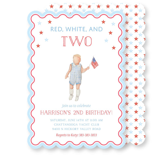 Red, White, and Two Invite Boy