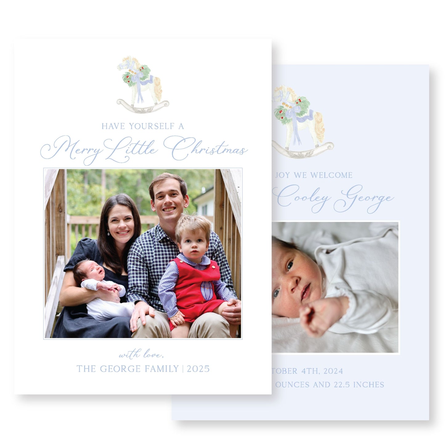 Blue Rocking Horse- Christmas Card Photo