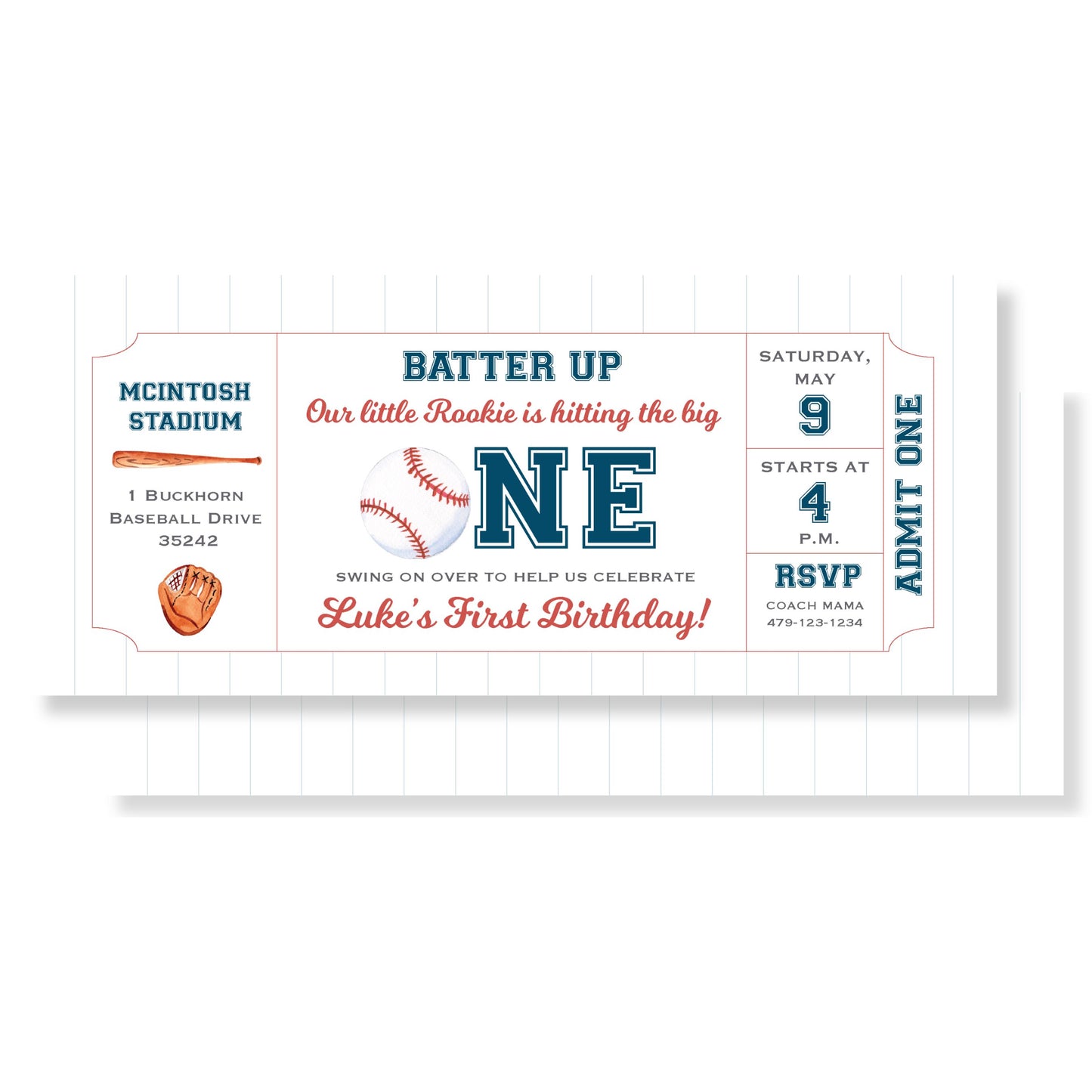 Baseball Ticket Invitation
