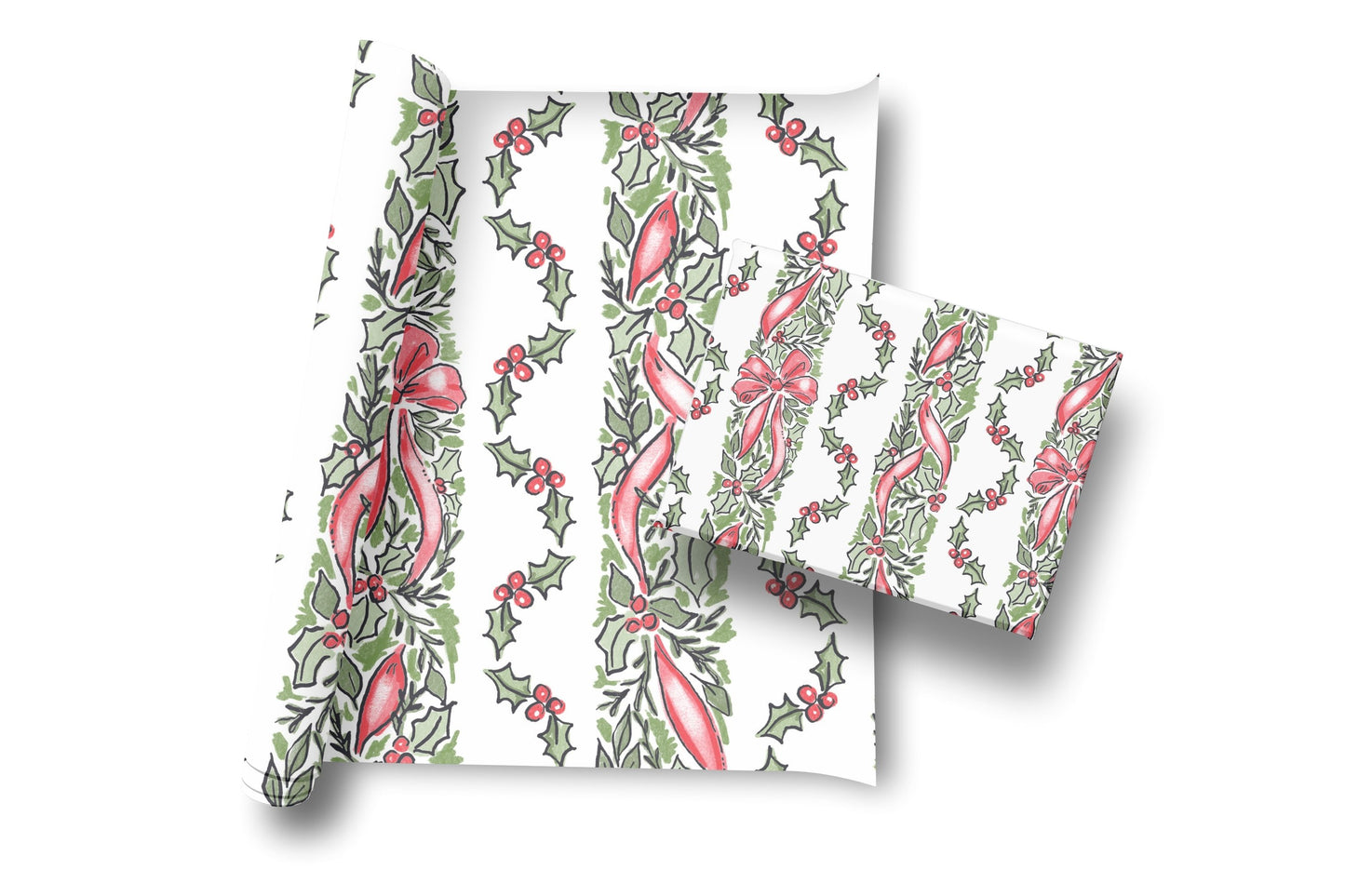 Festive Holly Garland Wrapping Paper